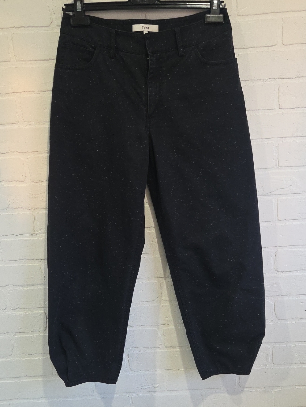 Tibi Black Flecked Barrel Jeans
